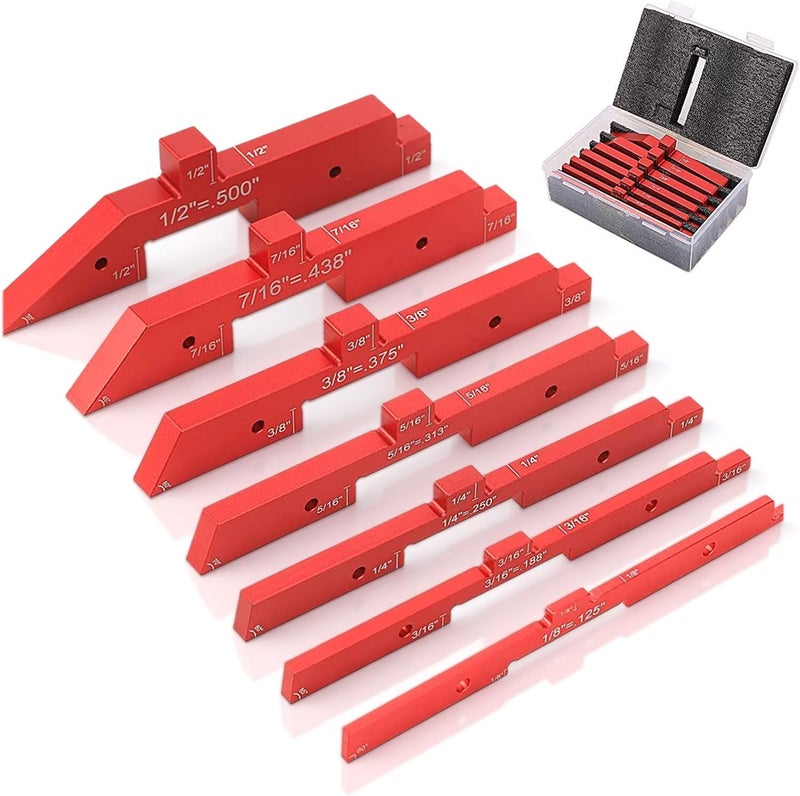 Frdhee 7PCS Router Table Setup Bars, 4 in 1 Height Gauge Depth Angle Gauge Woodworking Tool Setup Blocks Set Adjustable Woodworking Carpenter Measuring Tools (Red) - Image 1